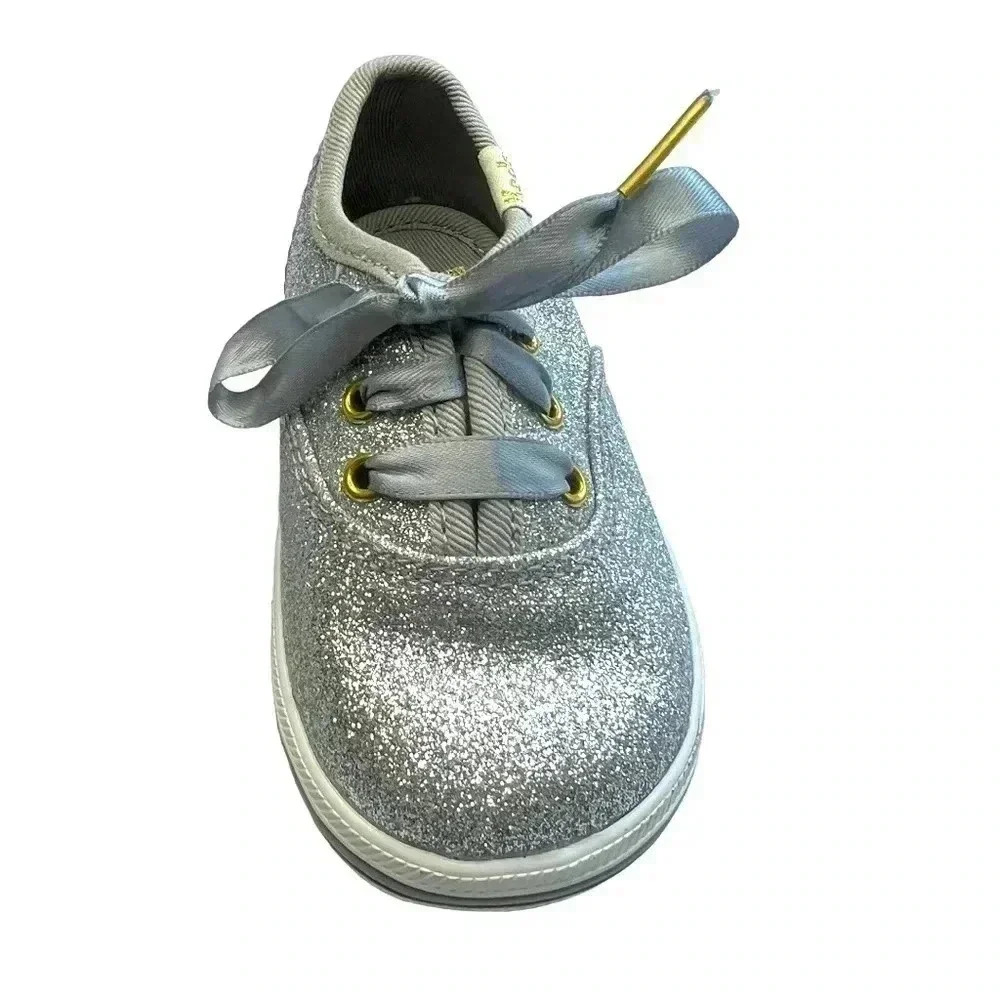 KEDS KATE SPADE GLITTER SNEAKERS SLIVER SNEAKERS SIZE 4 TODDLER LIKE NEW - Picture 11 of 12
